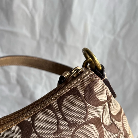 Coach Signature Shoulder Bag - Gold/Khaki/Gold - Picture 12 of 12